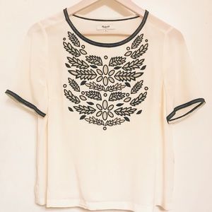 Madewell 100% silk white short sleeve blouse
